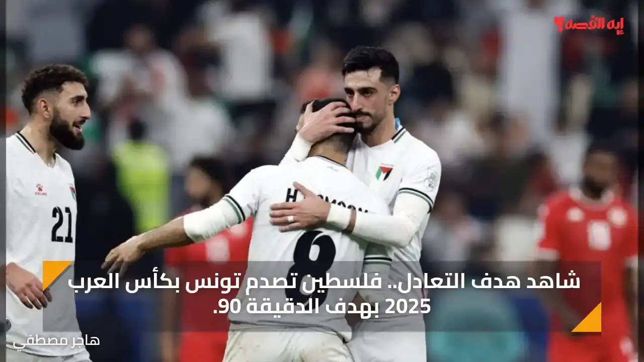 شاهد هدف التعادل.. فلسطين تصدم تونس بكأس العرب 2025 بهدف الدقيقة 90.